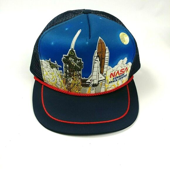 NASA Kennedy Space Center Snapback Trucker Mesh Hat ADULT Vintage Kandi Tops - Picture 2 of 4
